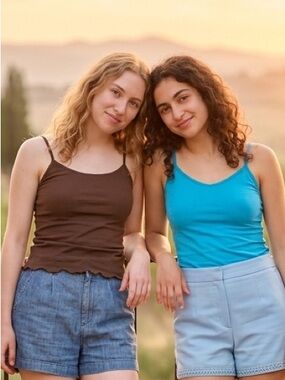 United Colors Of Benetton Brown and Blue Camisole Tops